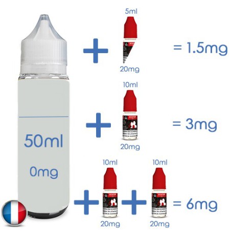 Booster en nicotine 50/50 - 10ml dosé à 20mg - dosge du mélange arômes et booster