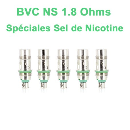 Résistances Aspire BVC NS ( SEL DE NICOTINE ) 1.8 Ohms AIO pod, Nautilus et Nautilus 2-2S, Nautilus GT - Boite de 5 unités Résistances Aspire BVC NS ( SEL DE NICOTINE ) 1.8 Ohms AIO pod, Nautilus et Nautilus 2-2S, Nautilus GT - Boite de 5 unités