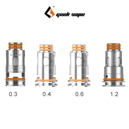 Résistances Geek Vape Série B - Aegis Boost et Clearomiseur Z Nano - 0,3 à 1,2ohm - DL/MTL par 5 unités