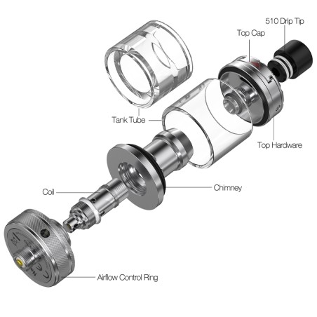 Vue éclatée du Clearomiseur Nautilus 3 de contenance 4 ml